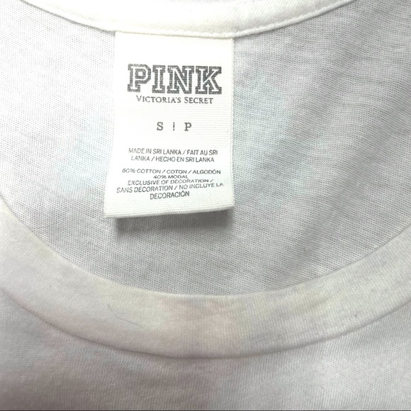 VS PINK Sequin Logo Muscle Tank Black White S - Picture 4 of 4